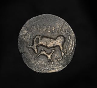 Ancient Greek Silver Drachm Apollonia Illyria Suckling Cow Coin