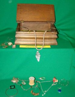 Vintage Hand Made Antique Jewelry Wood Box Jewelry Lot 2