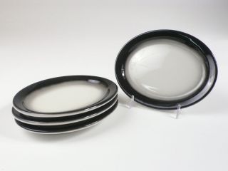   China Small 7 1 4 Oval Appetizer Plates Airbrushed Black Rims