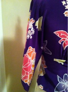 anna sui purple floral kimono blouse size 0 purple floral top with 