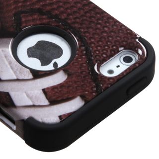   APPLE iPhone 5 TUFF Hybrid IMPACT Cell Phone Case Cover Football/Black