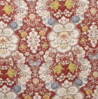 Pottery Barn Anna Maria Floral Quilt Full Queen Red Cotton Flower New 