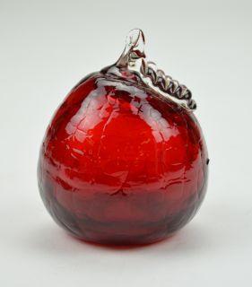 Art Glass Red Apple Paperweight 3.5 Tall Decrative Collectible Fruit