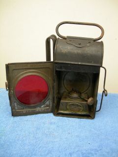 Antique Train Auto Carriage Red Lens Oil Lamp Lantern Duntafil Patent 