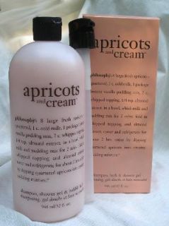 Philosophy Apricots and Cream Shampoo Shower Gel Bath or Body Lotion 