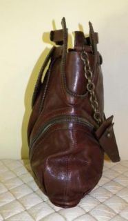 Antonio Berardi Italy Chocolate Brown Leather Zipper Handbag Bag Purse 