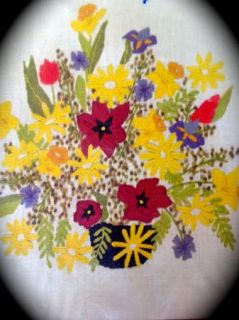 Vintage 1973 FAMILY CIRCLE Crewel Kit FLOWERS April Artistry