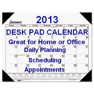 2013 Desk Pad 12Month Calendar Scheduling Appointment Planner Daily 