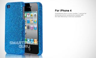iPhone 4G Fly Aqua Blue Sparkling Glitter Bling Protective Case Cover 