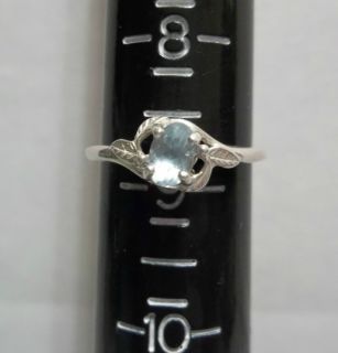 Avon Sterling Silver Aquamarine Ring Marked 925 Size 8 & 3/4