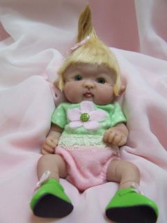 OOAK Sculpted Baby Girl Leprechaun Fairy Polymer Clay Art Doll 