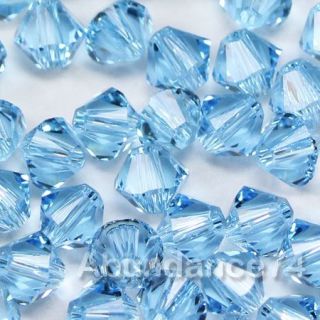 100 Swarovski 5328 Xilion Crystal Beads 4mm Aquamarine