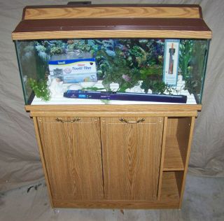 Complete 30 Gallon Fish Tank Stand Light Decor Filter Heater MORE
