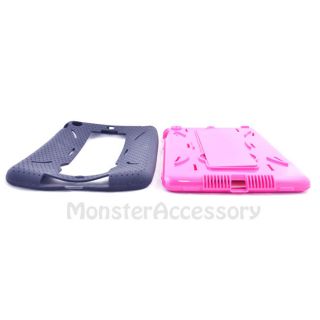 Black Pink Kickstand Double Layer Hybrid Gel Case Cover for iPad Mini 