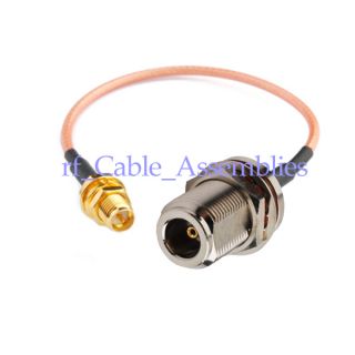 Antenna pigtail cable N female jack nut bulkhead to RP SMA jack Cable 