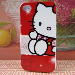 Apple iPhone 4 4S 4G Hello Kitty #Red Rubber Silicone Skin Case Phone 
