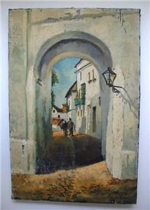   Taxco Mexico Oil Painting Signed Arcos Joloya 
