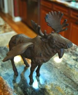 Rustic Winged Moose Statue Cherub Angel Alaska Old Cast Iron Chic 