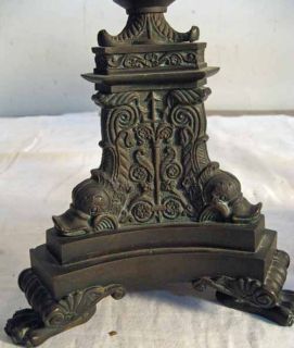 PR Antique 1840s Lewis Veron Bronze Argand Lamp Base