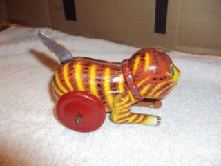 Old Linemar Toy Pull Tail An Cat Rolls Tiger Line Mar