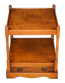 English Antique Style Yew End Table w Drawer