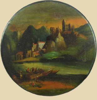 Antique Snuff Box Hand Painted North Italy Landscape
