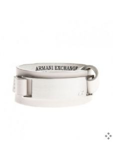 Armani Exchange A x Leather Metal Plate Cuff Bracelet Hand Belt White 