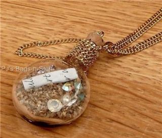   Little Mermaid Message in Bottle Necklace Ariel Crystals Pearls