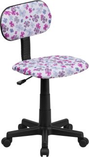    COLORED FLOWER PATTERN PINK PURPLE HOME OFFICE ARMLESS DESK CHAIRS