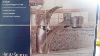 AquaSource Stainless Steel 1 Handle Pull Out Kitchen Faucet 0332848 