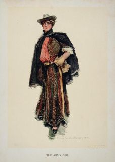   1906 Howard Chandler Christy Army Girl Color Print Original