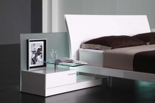 Aron Contemporary Bed Frosted Glass Queen King Modern