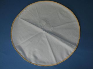 Edward Armah Pocket Square Pochette Round White Cotton w/ Gold Gingham 