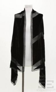 Armani Collezioni Black Velvet & Printed Silk Two Sided Scarf