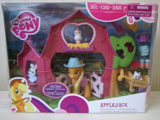 NEW My Little Pony Apple Jack Sweet Apple Barn Play Set with 2 Animal 
