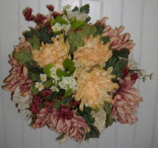 Pink Gold Mum Fall Silk Flower Wedding Bouquet D519