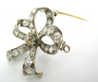 Art Deco Flower Shape Platinum & 10.80ct Diamond Star Ribbon Brooch 