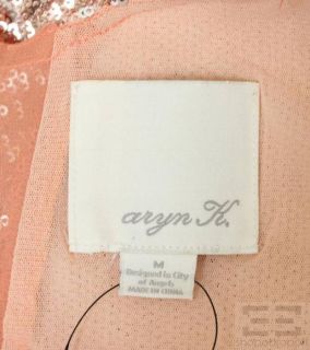 Aryn K Coral V Neck Sequin Short Sleeve Top Size M