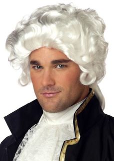 Colonial Man Judge George Washington Men Costume Wig