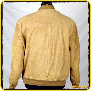 John Ashford Soft Leather Jacket Bomber Mens Size M Medium Buff 
