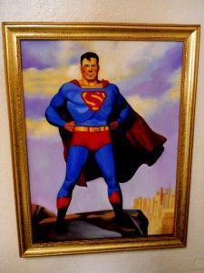 GOLDEN AGE SUPERMAN OIL PAINTING SUPERMAN #1 ACTION COMICS #1 PULP ART 