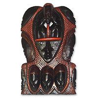 ASHANTI UNITY ICON Carved Wood Mask AFRICAN ART