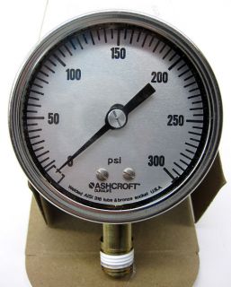 Ashcroft Duralife 2 1 2 Pressure Gauge 300PSI 1 4 NPT Lower 25 1009AW 