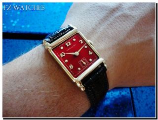 1948 Vintage Mans HAMILTON *ASHLEY* Hand Winding, Red Dial, Serviced 