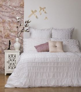 Ardor Tuscany White Ruched King Size Quilt DOONA Cover Set