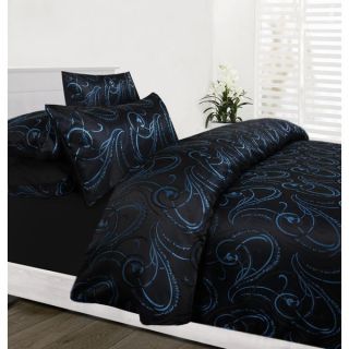 ASTORIA Blue Black Jacquard~QUEEN Size Quilt Doona Cover Set