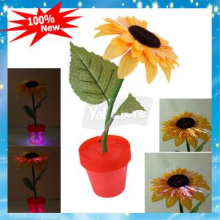 Sunflower Transparent Vase Red Base Artificial Bonsai New