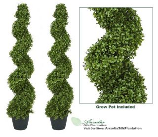 Two 4 Boxwood Artificial Topiary Tree Plant Inpot New