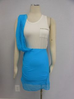 Aryn K Dillards Blue White Draped Studded Western Party Dress Sz S 