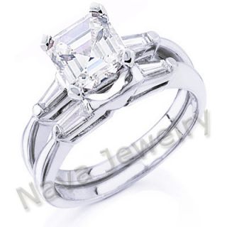 75 ct asscher cut diamond bridal set engagement ring